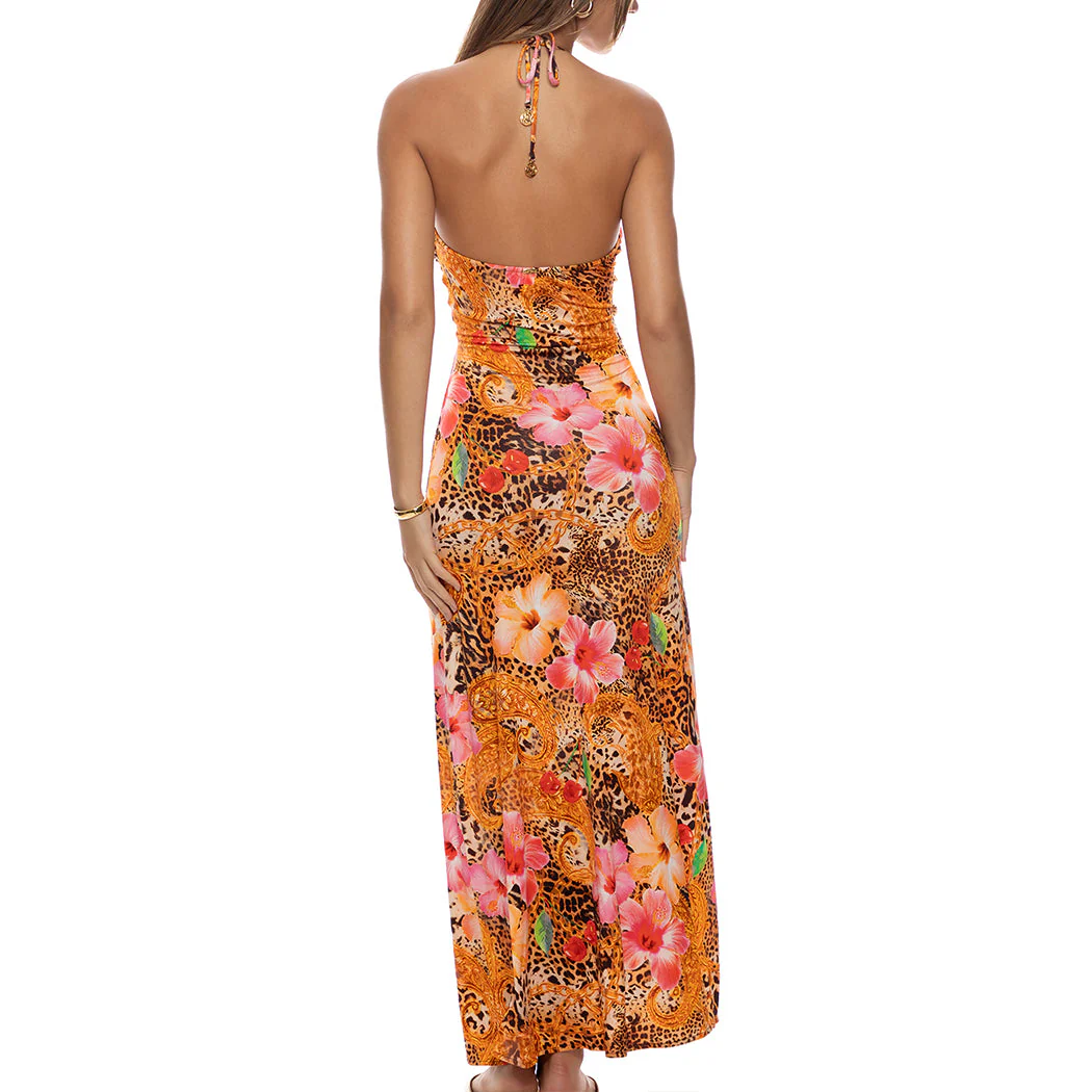 PARADISE PROWL - Halter Ring Cut Out Maxi Dress - Image 3