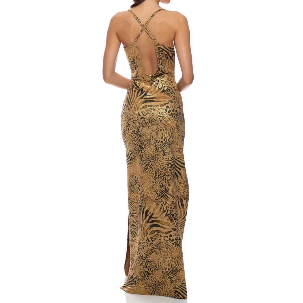 SAFARI SUNSETS - Cross Back Long Dress - Image 3