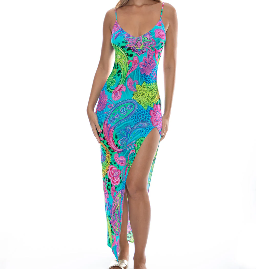 SEAGLASS FANTASY - Fitted Side Slit Maxi Dress - Image 2