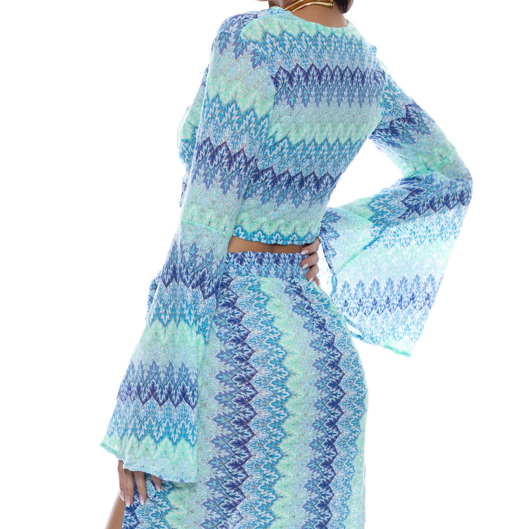 SEVEN SEAS - Bell Sleeve Scrunched Crop Top - Image 3
