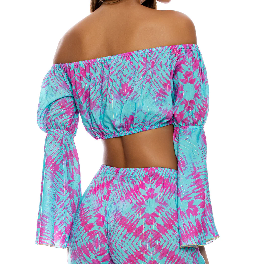 SHOCK WAVES - Off The Shoulder Flre Sleeve Top - Image 3