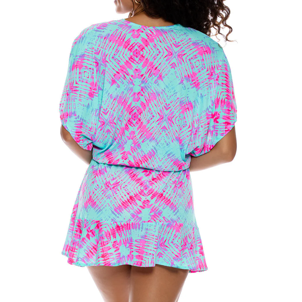 SHOCK WAVES - Playera V Neck Ruffle Dress - Image 3