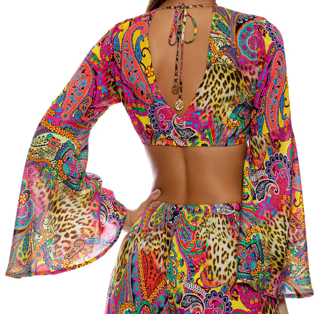 SHORE THING - Bell Sleeve Crop Top - Image 3