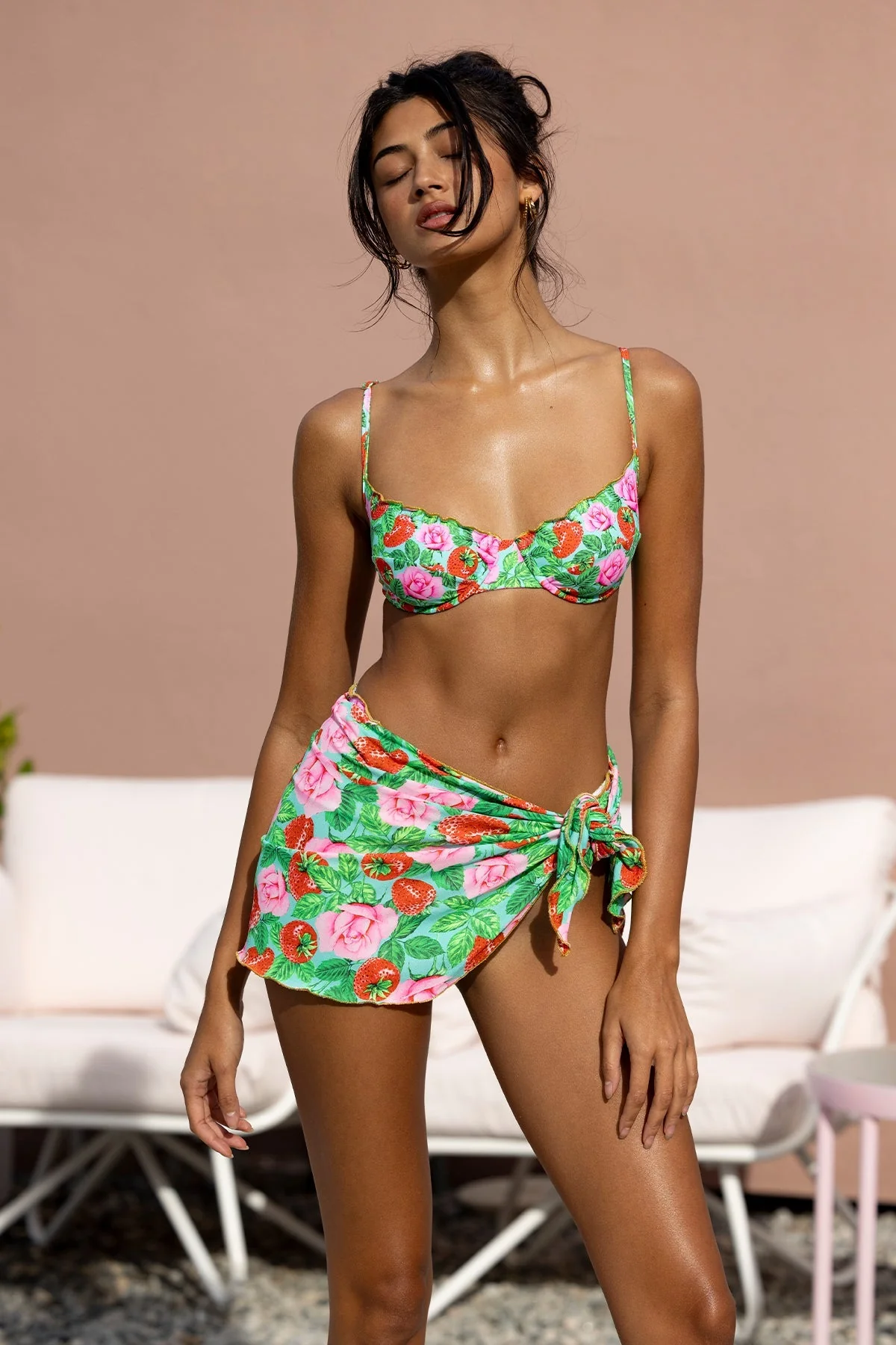 STRAWBERRY FIELDS - Luxe Stitch Sarong Mini Skirt