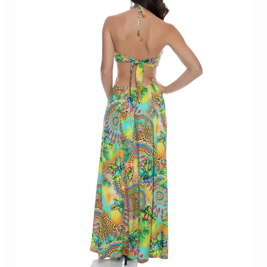SUN STONES - Bandeau Cut Out Front Slit Dress - Image 3