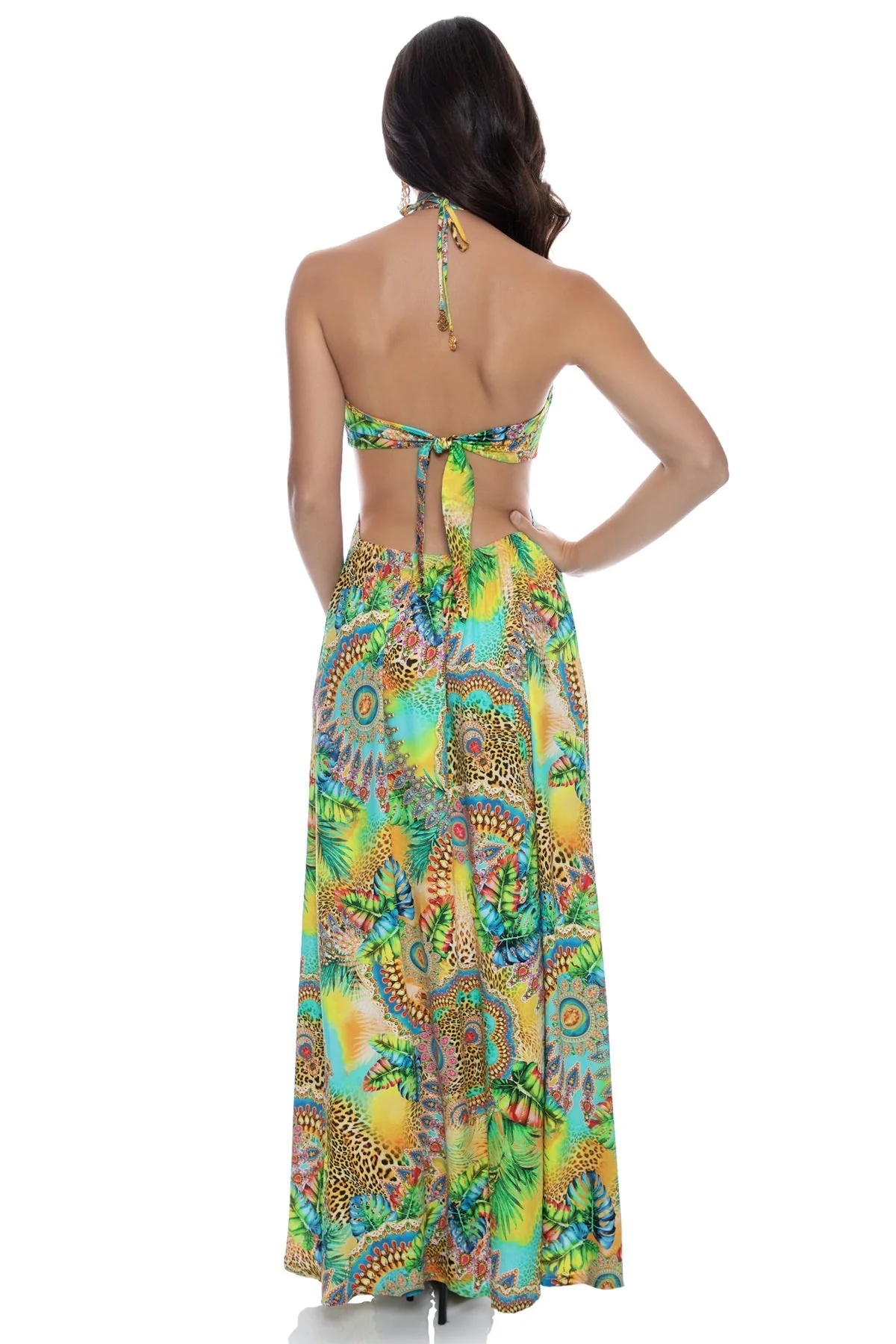 SUN STONES - Bandeau Cut Out Front Slit Dress - Image 4