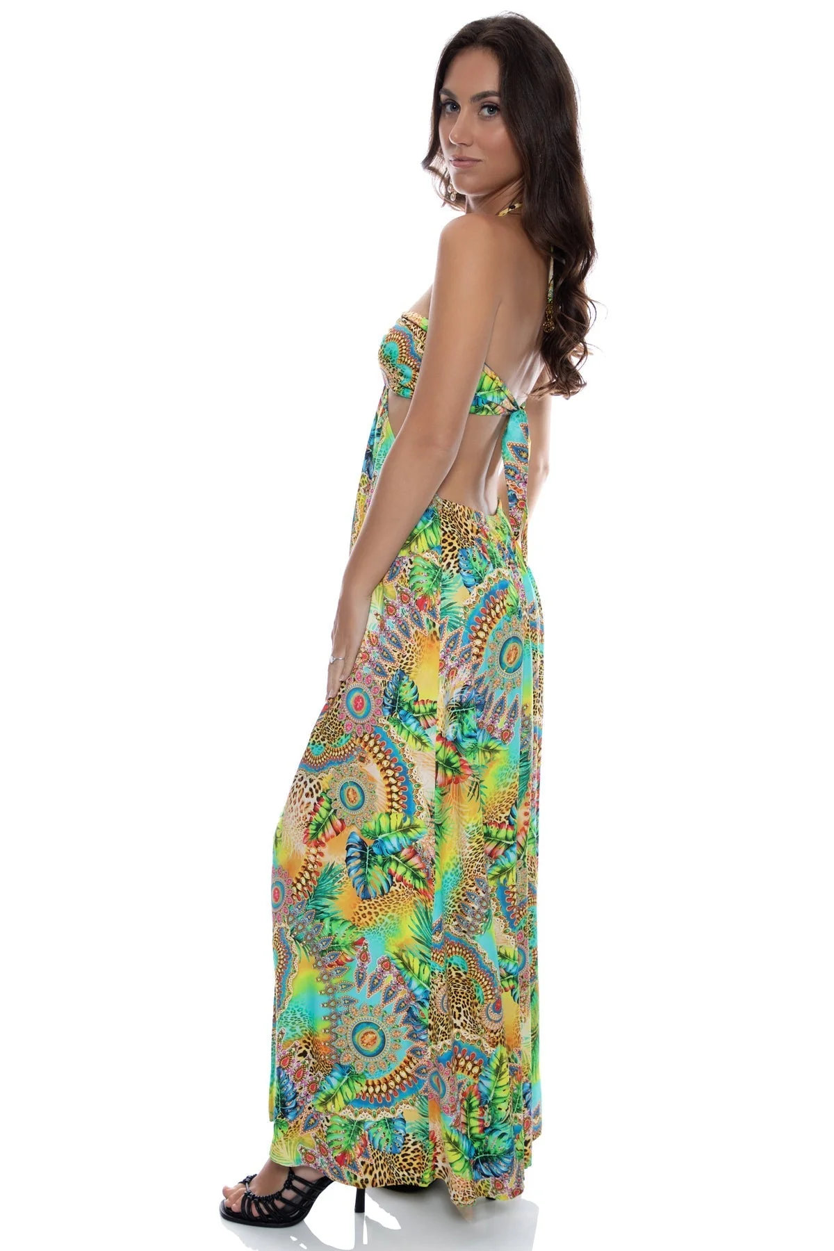 SUN STONES - Bandeau Cut Out Front Slit Dress - Image 5