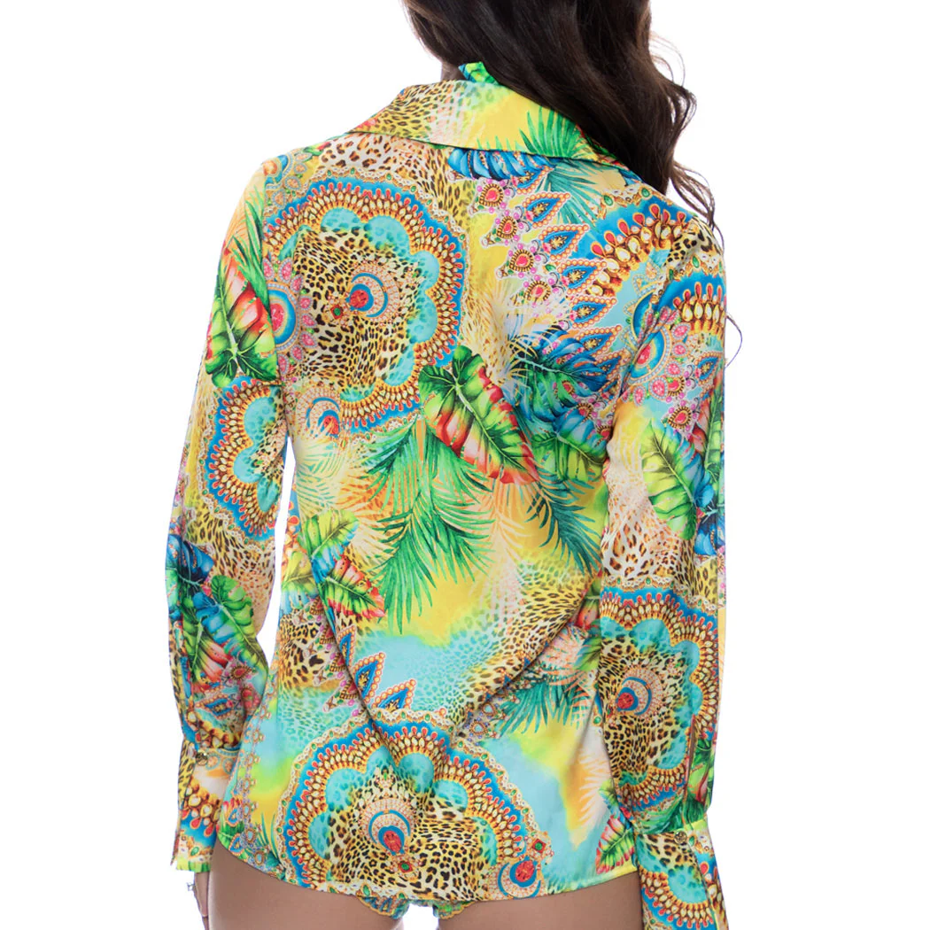 SUN STONES - Button Down Deep Cuff Blouse - Image 3