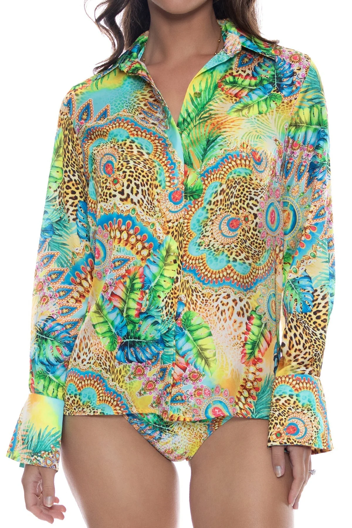SUN STONES - Button Down Deep Cuff Blouse - Image 8