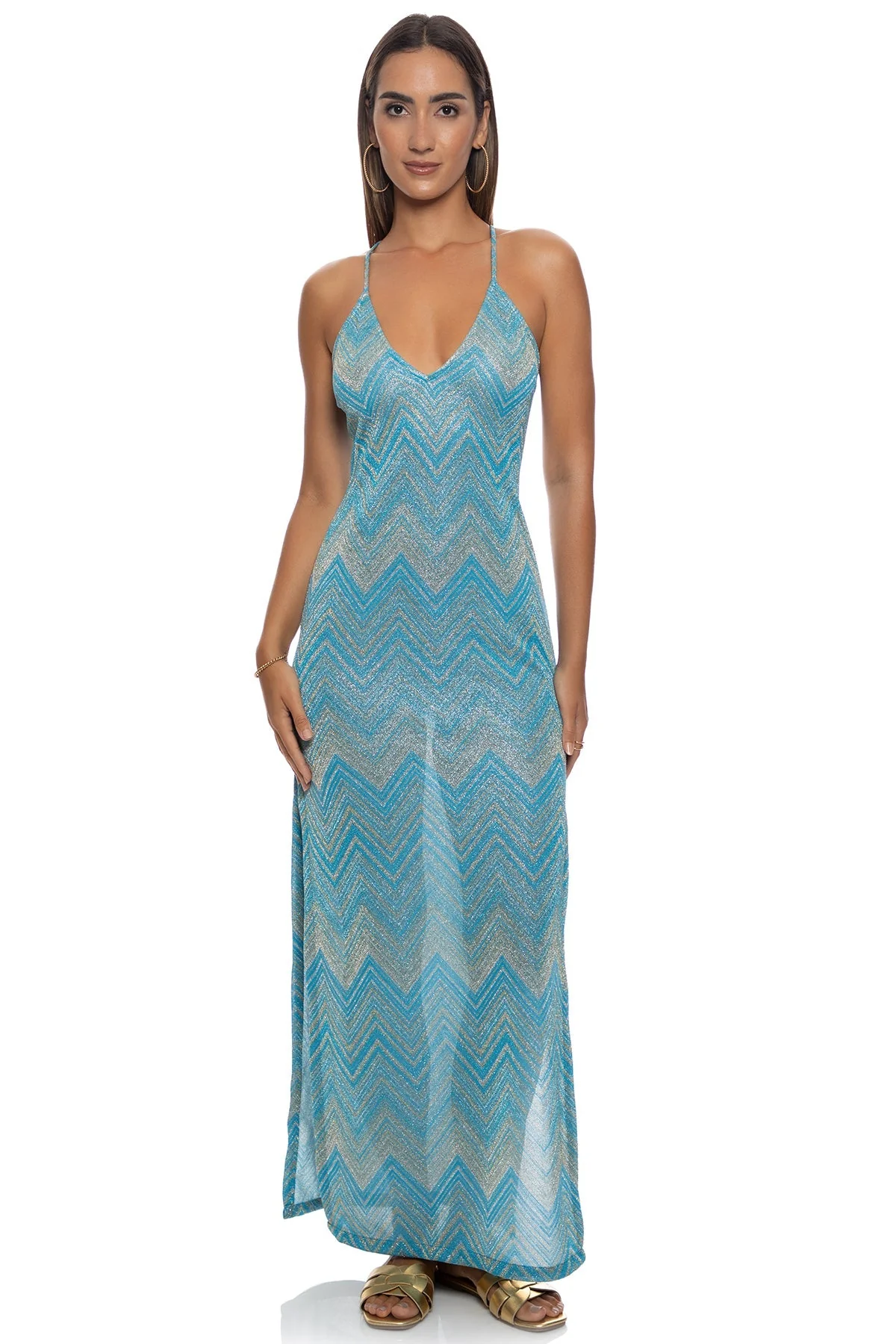 TIDAL SHIMMER - Cross Back Long Dress