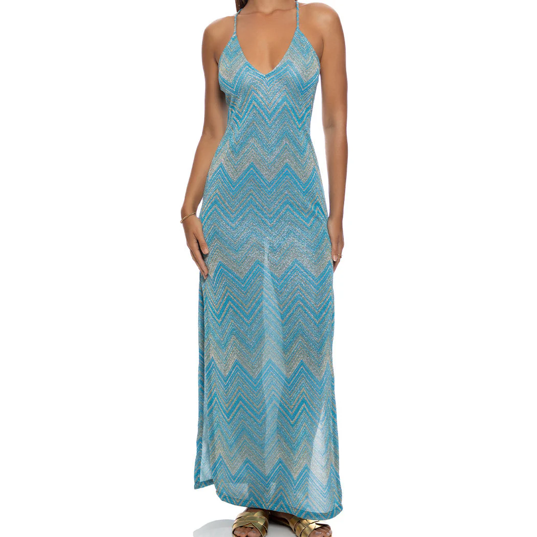 TIDAL SHIMMER - Cross Back Long Dress - Image 2