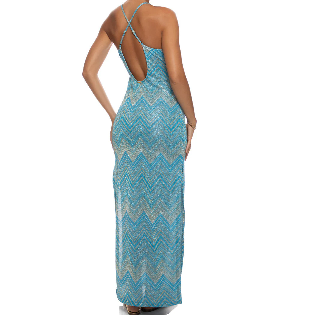 TIDAL SHIMMER - Cross Back Long Dress - Image 3