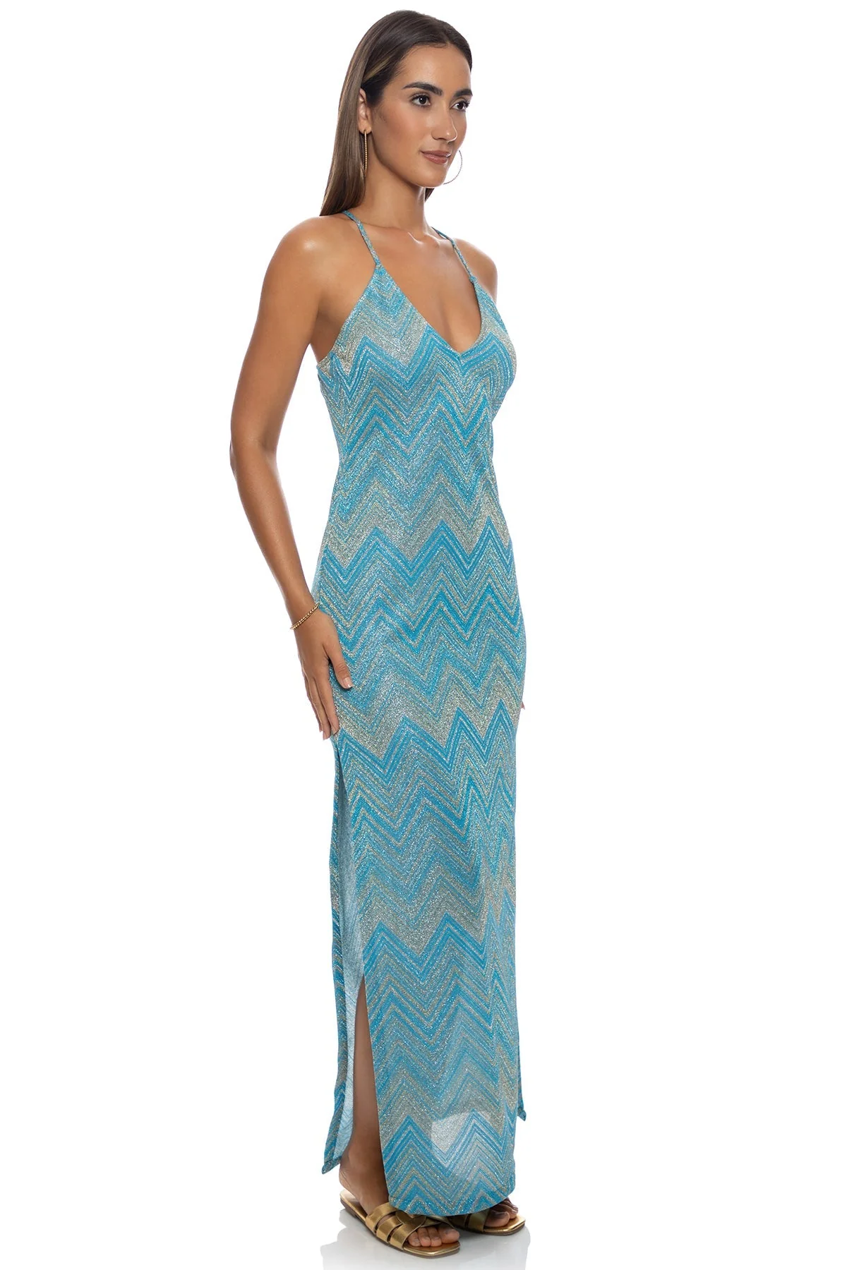 TIDAL SHIMMER - Cross Back Long Dress - Image 4
