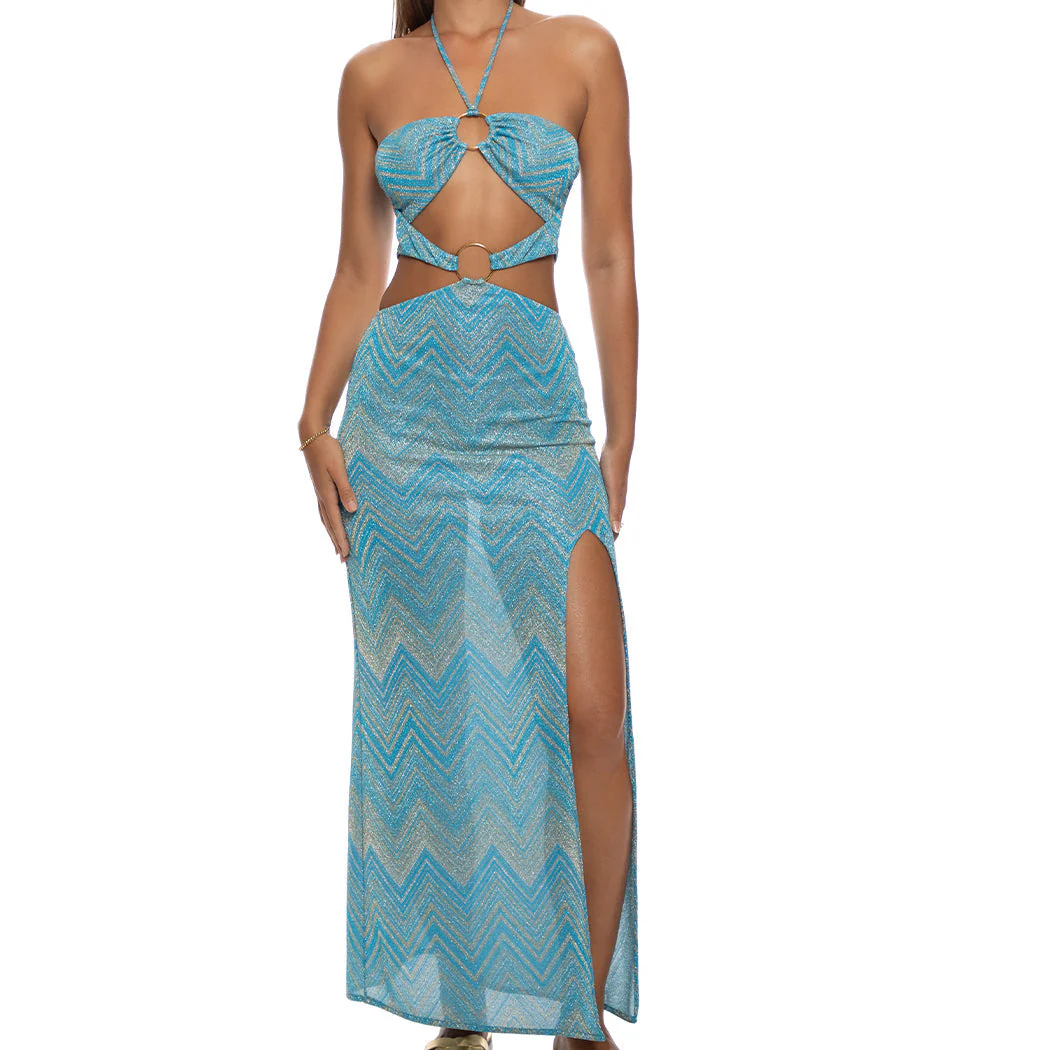 TIDAL SHIMMER - Double Loop Bandeau Long Dress - Image 2