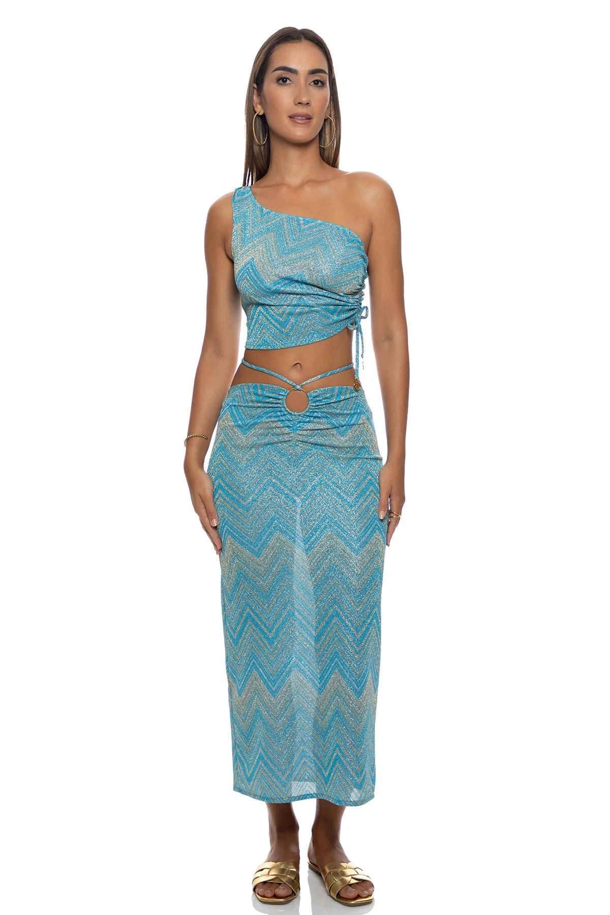 TIDAL SHIMMER - One Shoulder Crop Top - Image 5