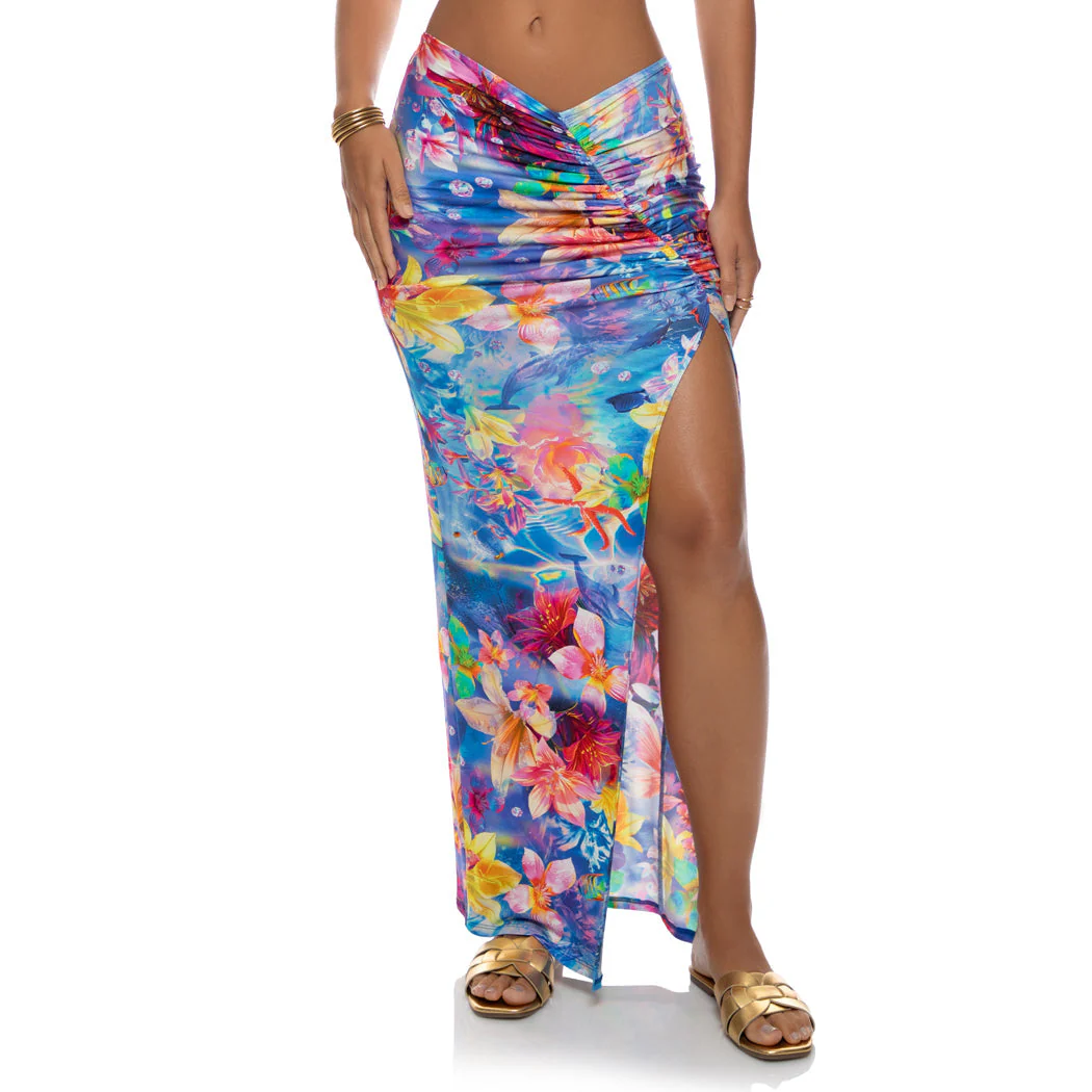 UNDERWATER DREAMING - Ruched Front Long Skirt - Image 2