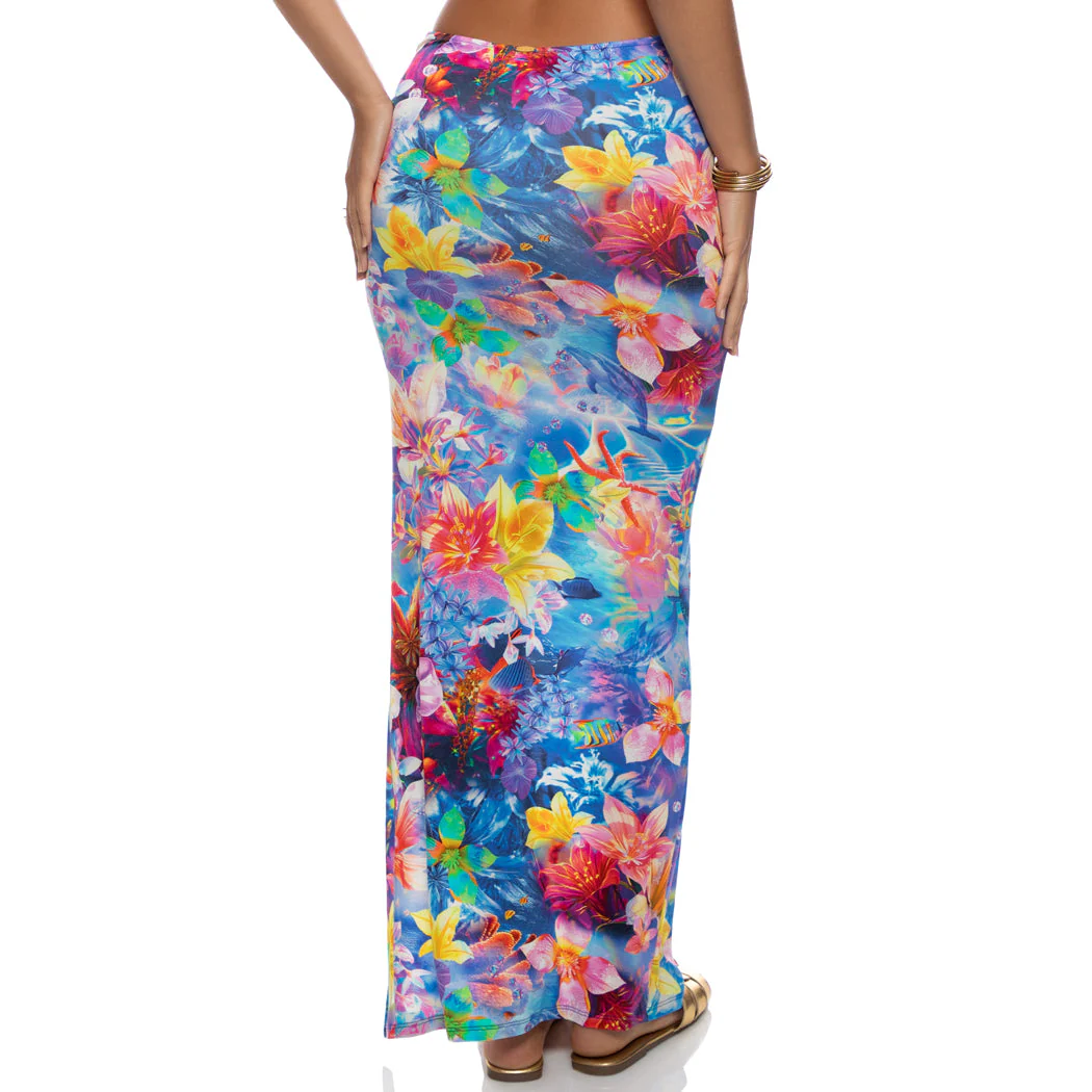 UNDERWATER DREAMING - Ruched Front Long Skirt - Image 3