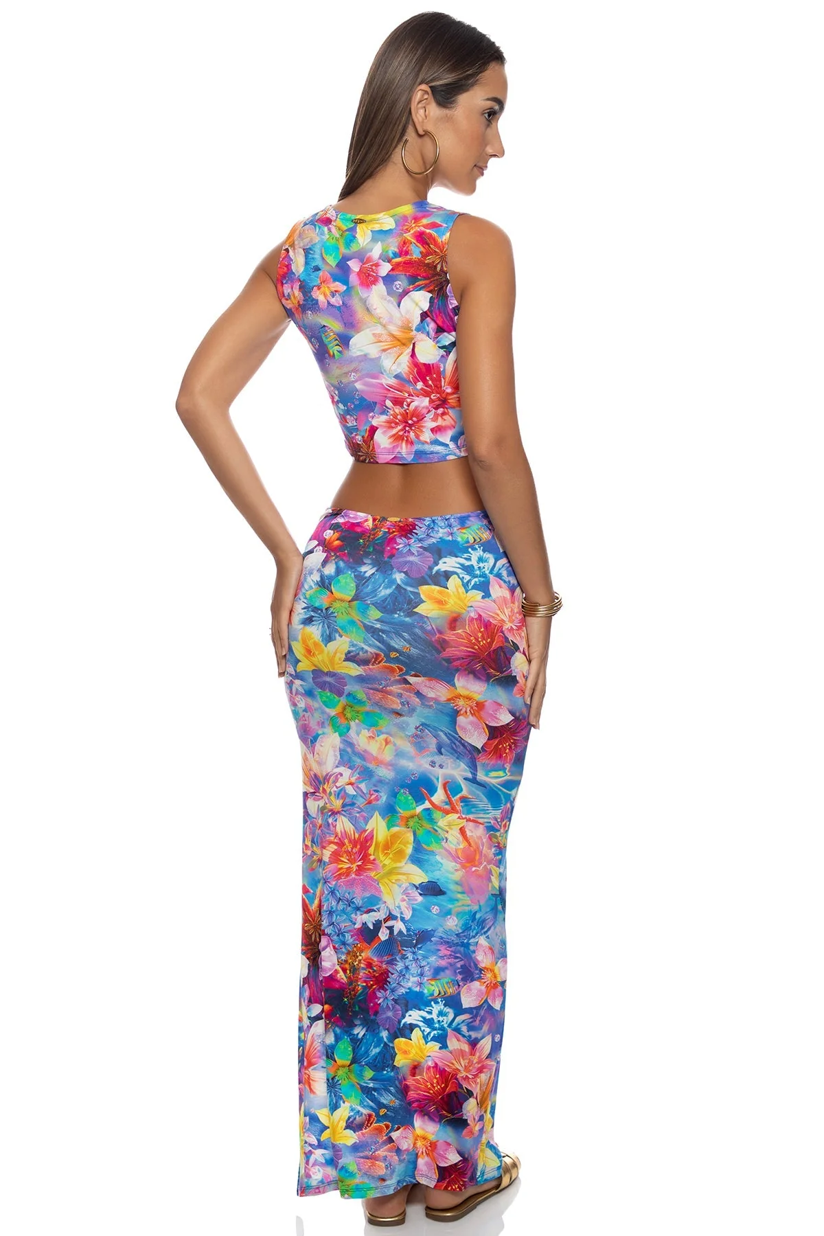 UNDERWATER DREAMING - Ruched Front Long Skirt - Image 5
