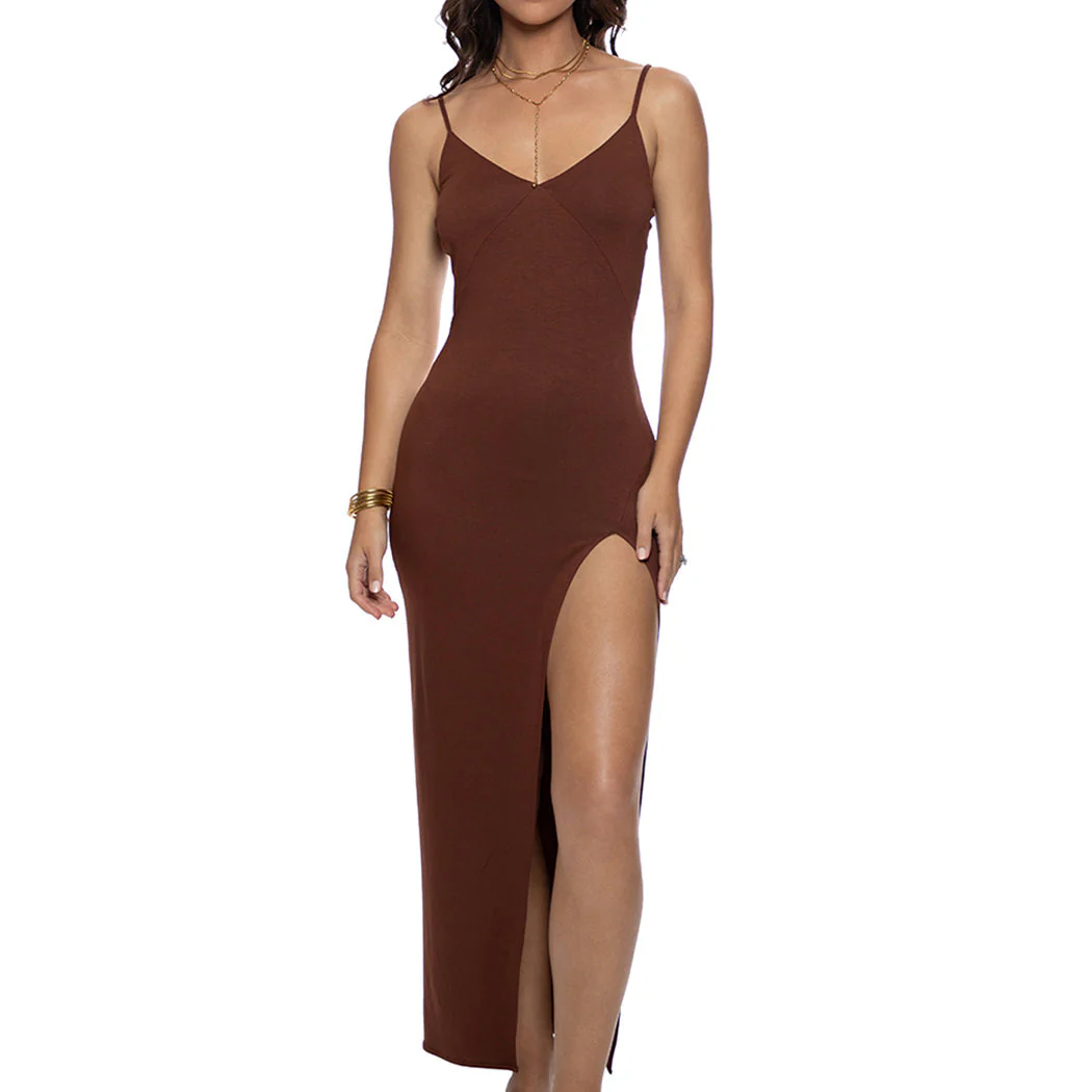 VELVET SHORES - Fitted Side Slit Maxi Dress - Image 2