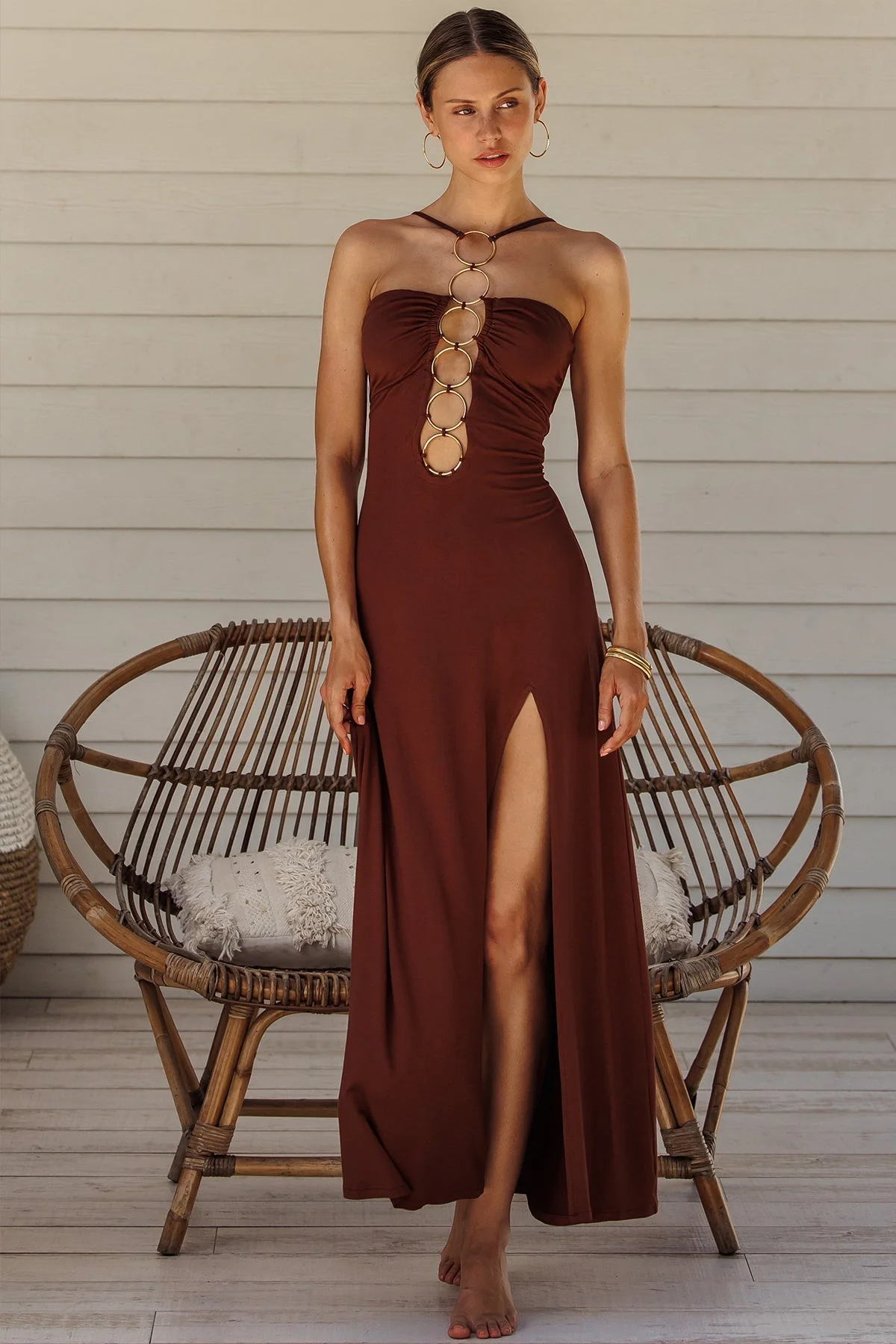 VELVET SHORES - Halter Ring Long Dress