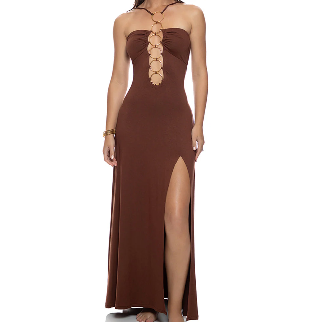 VELVET SHORES - Halter Ring Long Dress - Image 2