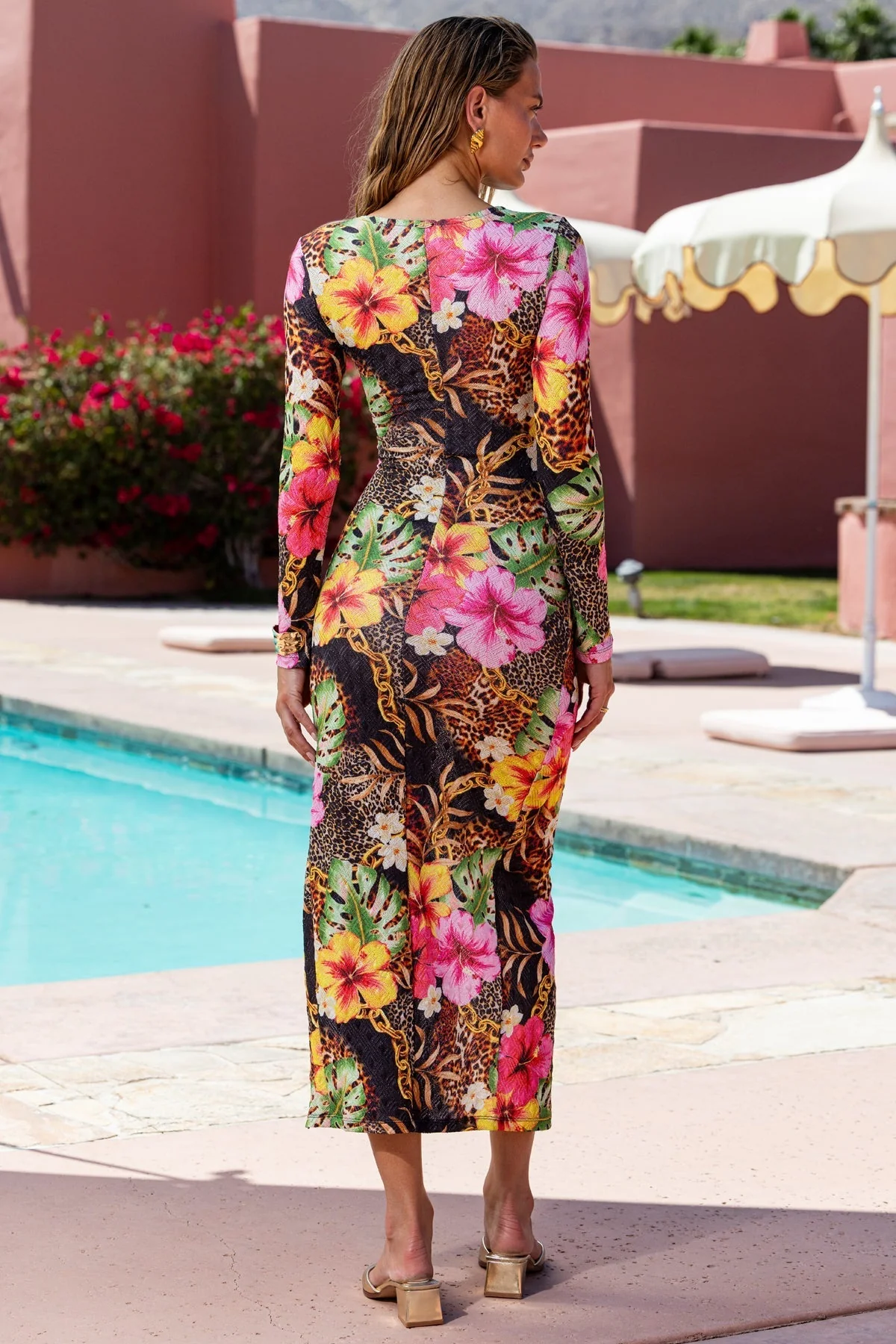 VISIONS OF PARADISE - Long Sleeve Keyhole Cut Out Maxi Dress - Image 4