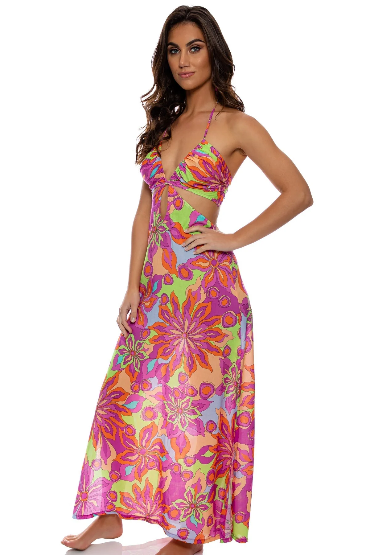 VIVI IL MOMENTO - Drawstring Cut Out Long Dress - Image 5