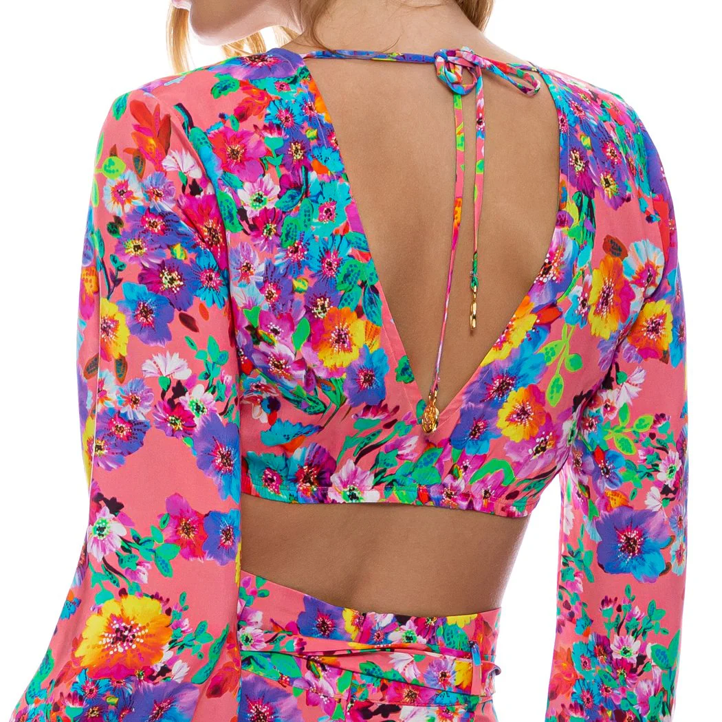 WATER BLOSSOMS - Tie Front Crop Top - Image 3