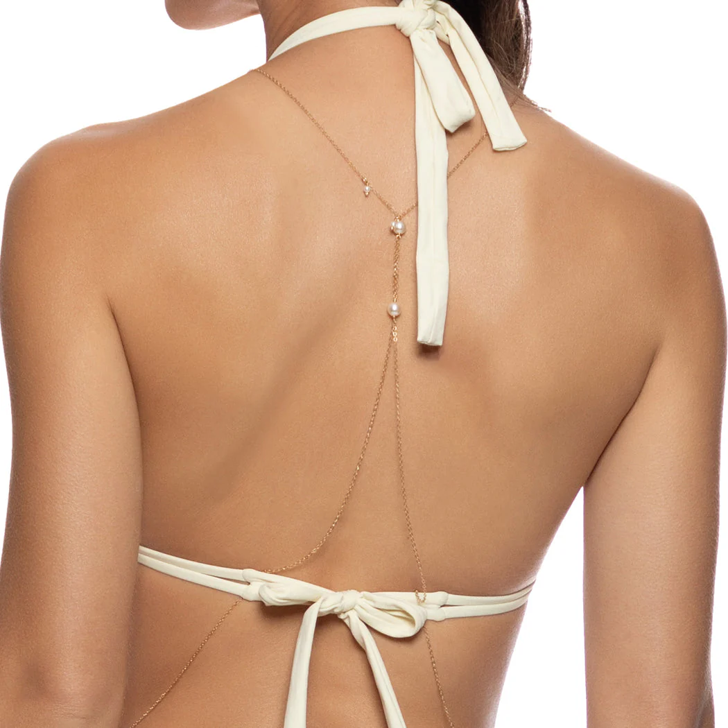 WHITE SANDS - Luxe Stitch Triangle Halter Top - Image 3