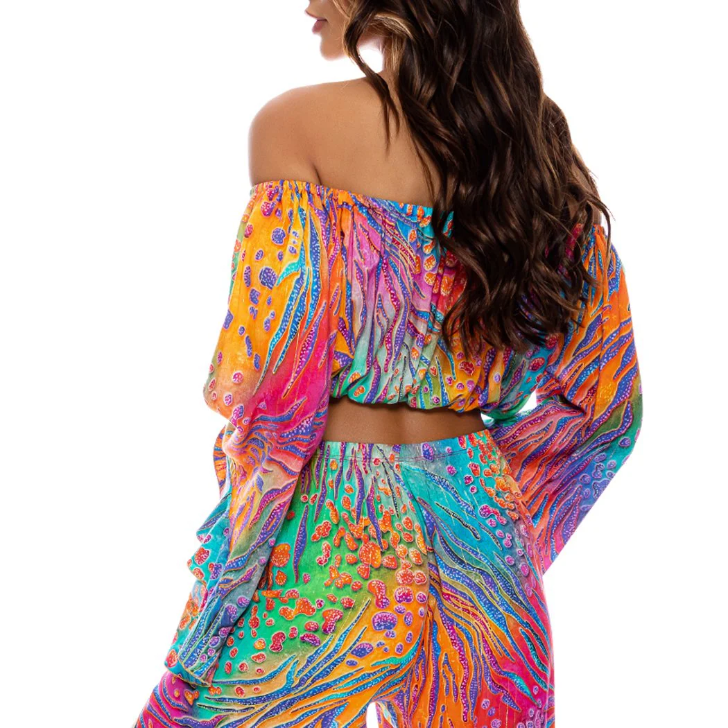 WILD WATERS - Off The Shoulder Ruffle Crop Top - Image 3